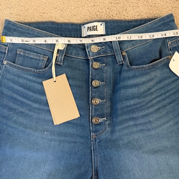 Paige Leenah Slim Wide Leg Jeans Glowing Waves Button Fly 30 NEW High Rise - Picture 9 of 11